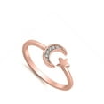 thumbnail image 4 of CHOOSE YOUR COLOR Clear CZ Rose Gold-Tone Moon Star Ring Sterling Silver Vintage Band White Female Size 7, 4 of 4
