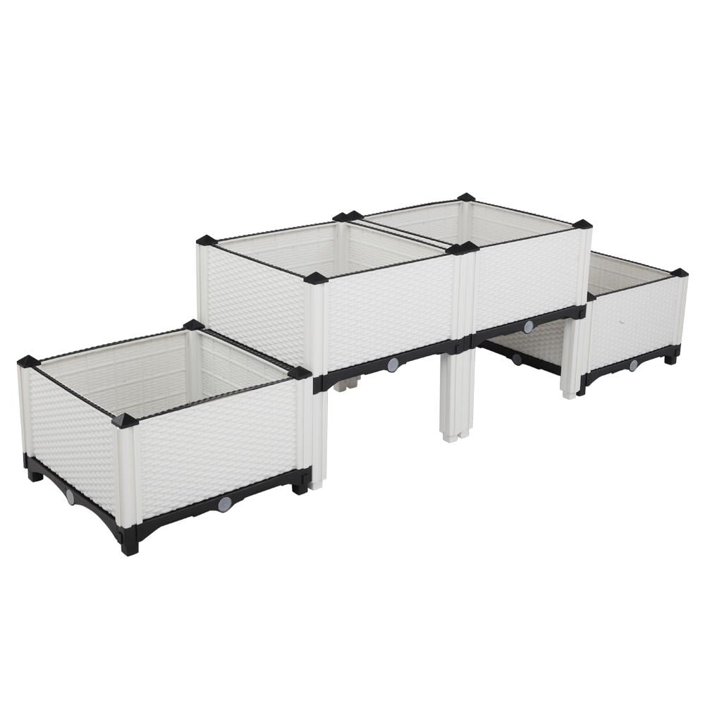 iTopRoad Raised Garden Bed Resin Elevated Planter Box White