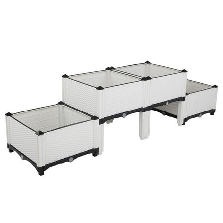 GoDecor 17 in.x 16 in. Plastic Raised Garden(Set of 4)