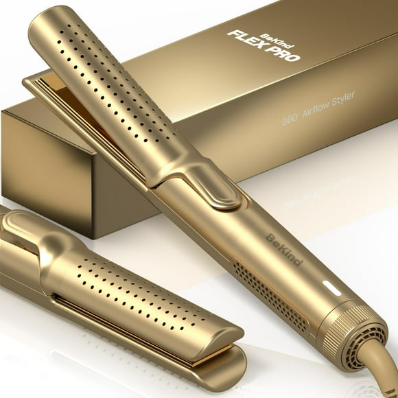 Bekind Flex 2 en 1 360 Hair Styler Plancha alisadora y rizador de cabello para todos los estilos Diseño de placas flotantes Airflex Temperatura más baja para un mejor peinado Regalo para niñas y mujer