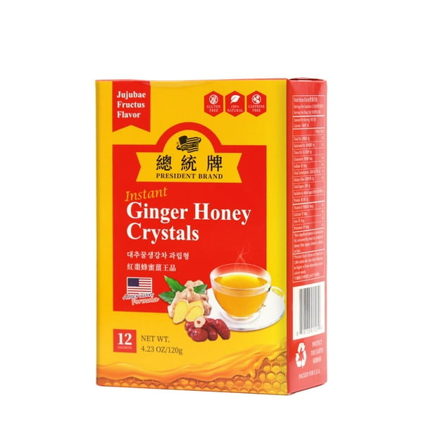 President Brand Instant Ginger Honey Crystal Jujubae Fructus Flavor, 12