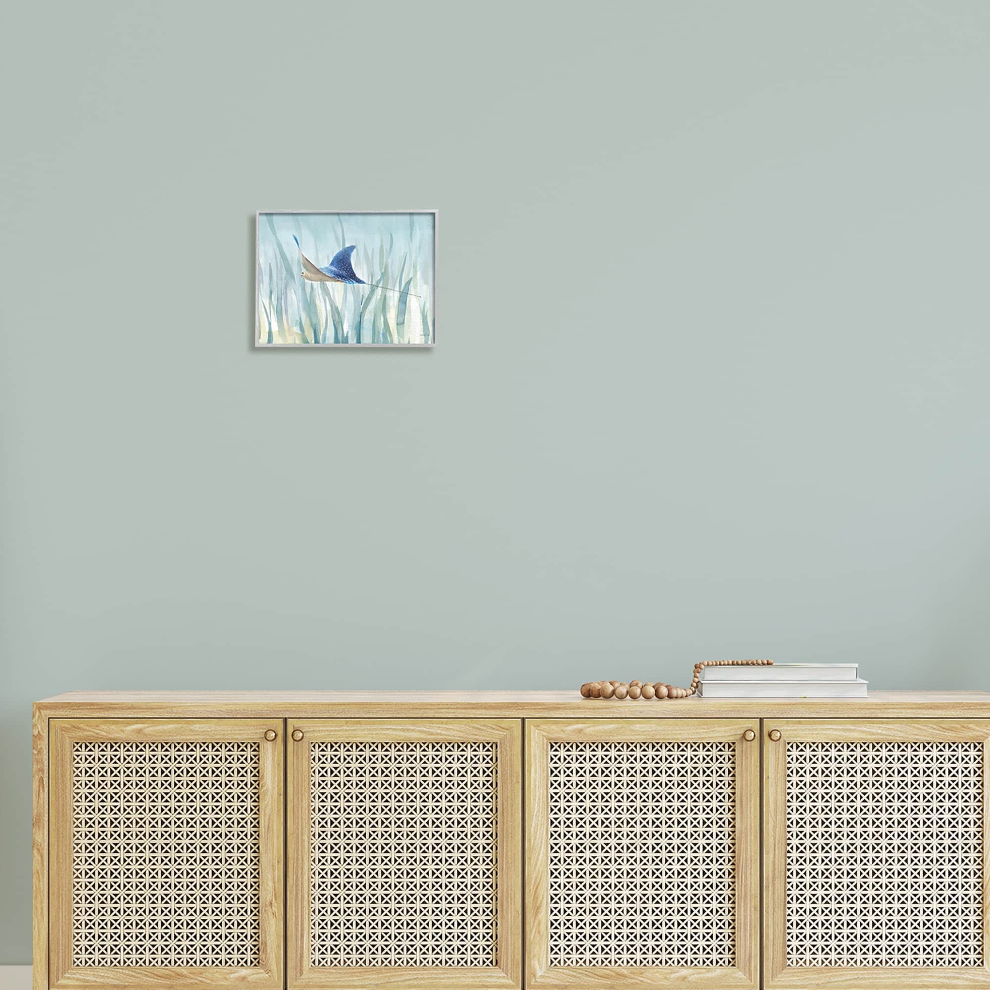 Stupell Industries Stingray Aquatic Animal Ocean Blue Spotted Sea Creature, 14 x 11, Design by Danhui Nai