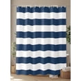 thumbnail image 4 of Navy Blue White Stripes Simple Shower Curtain, Geometric Waterproof Shower Curtain Set with 12 Hooks Lightweight Washable Fabric Shower Curtains for Bathroom 72x84 Inches, 4 of 6