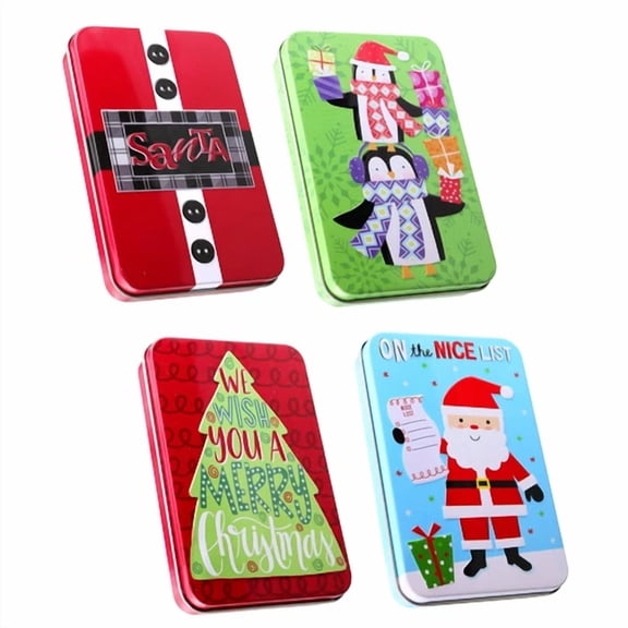 Christmas Gift Card Tin Holders (Set Of 4)