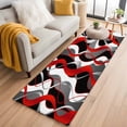 thumbnail image 2 of Red Gray Stripes Runner Rugs 2x6 ft Abstract Art Modern Geometric Curve Washable Hallway Rugs Non-Slip Floor Mats Absorbent Carpet Bedside Runners for Bedroom Kitchen Bathroom Laundry Room, 2 of 9