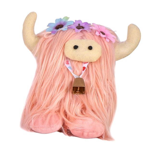 Muñeca de Ganado de Pelo Largo de Felpa perfecl Artesanías de Ganado Decoración de Felpa de Ganado para Sala de Estar Rosa