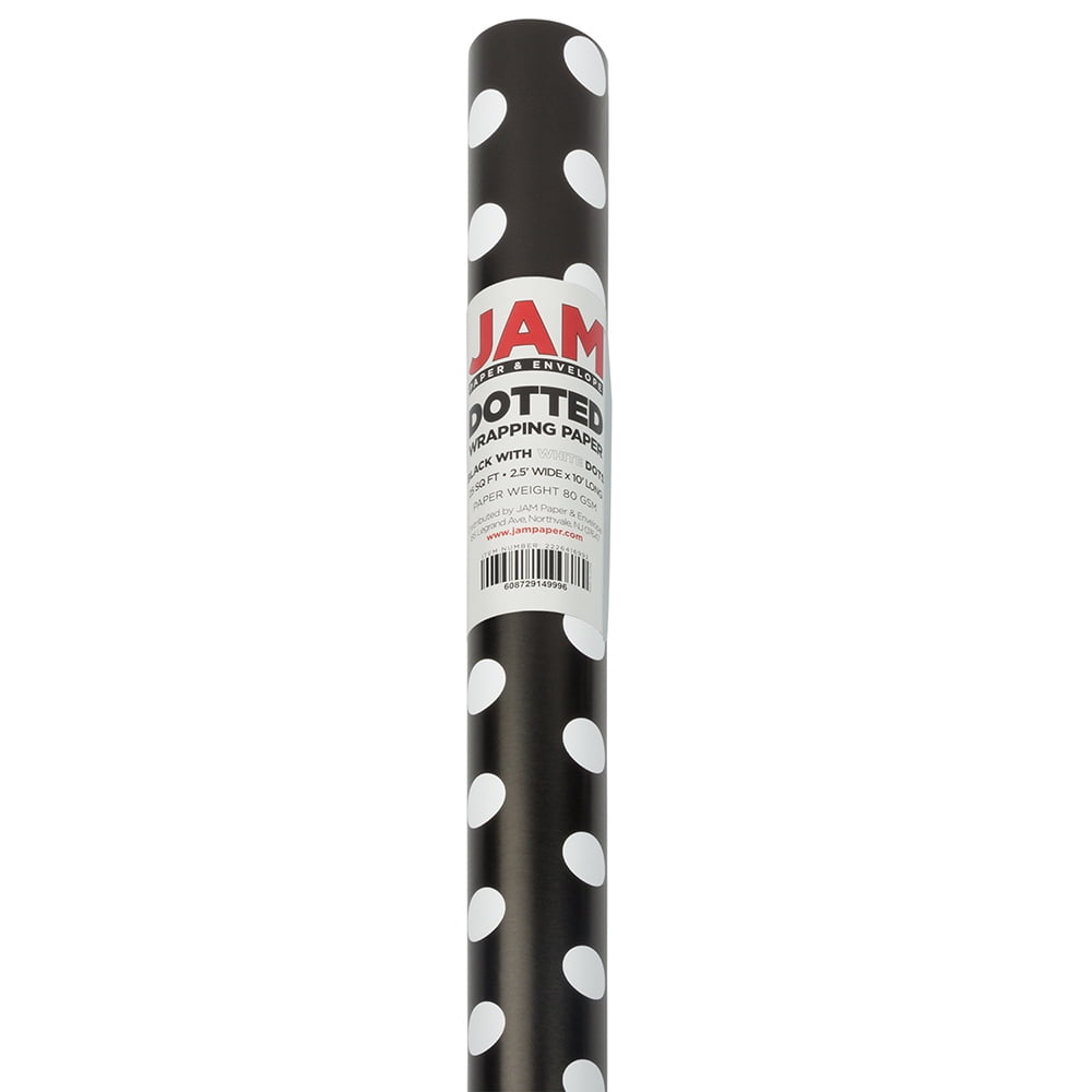 JAM Paper Black Gift Wrap Paper, 25 sq ft.