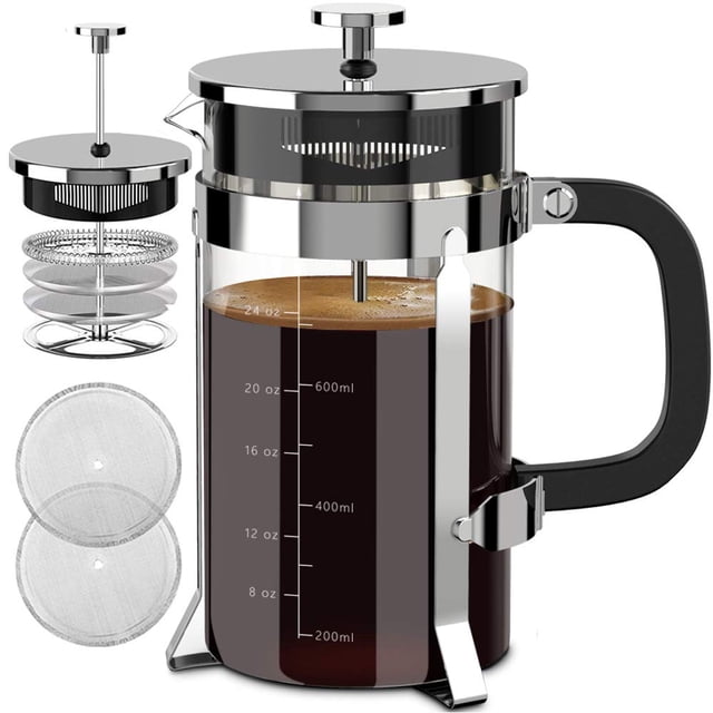 Cafetera de prensa francesa QUQIYSO 1L 304 de acero inoxidable