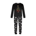 thumbnail image 4 of Yuaguia Family Christmas Matching Pajamas Set, Wish You a Merry Christmas Tree Letter Print Long Sleeve Tops and Black Snowflake Print Pants, Holiday Sleepwear, Men S, 4 of 5
