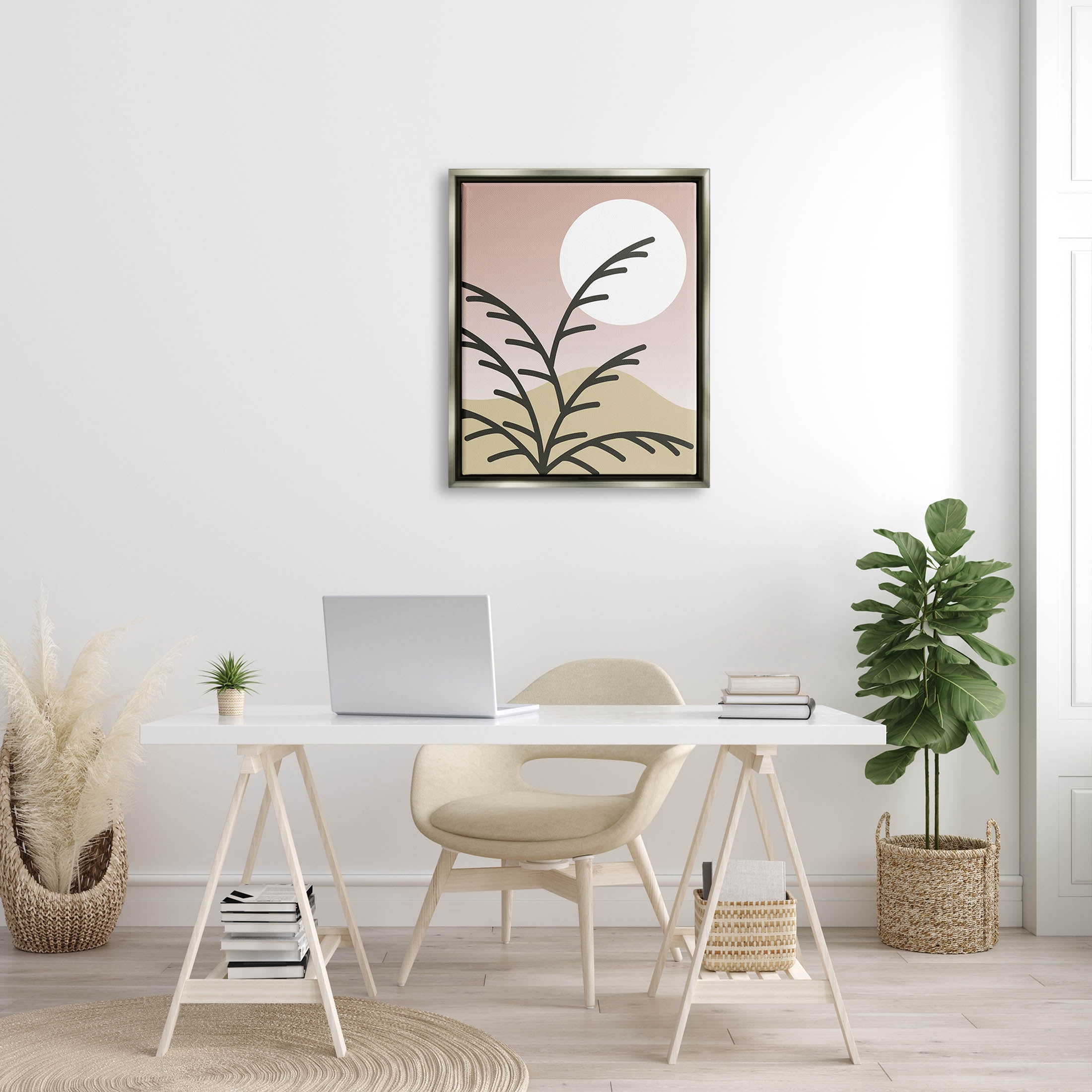 Contemporary Mountain Branches Botanical & Floral Graphic Art Luster Gray Framed Art Print Wall Art
