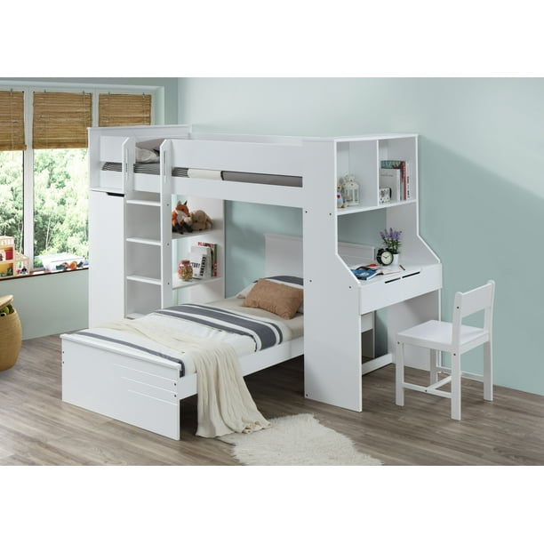 Acme Furniture Ragna Twin Loft Bed With, Loft Bed With Wardrobe And Desk