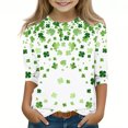 thumbnail image 2 of Posijego T-Shirt Filles Garçons Fête de la Saint-Patrick Manches 3/4 Col Rond Graphique Tee Ample Décontracté, 2 of 5