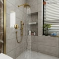 thumbnail image 3 of Retro Series 9 in. Rain Wall Mount Dual Shower Heads with 1.8 GPM without Tub Spout - Brushed Gold, 3 of 5