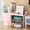 222#Pink, variant on Small Item Cosmetic Drawer Organizer, 2-Compartment Plastic Storage Box for Lipsticks Makeup Pads and Jewelry, Compact Desktop Vanity Tidy for Dresser and Office