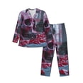 thumbnail image 1 of Fotbe Gothic Red Skull Cemetery Pijama de Hombre con Estampado de Manga Larga, Conjunto de 2 Piezas, Ropa de Dormir Suave y Cómoda con Bolsillos-X-Large, 1 of 7