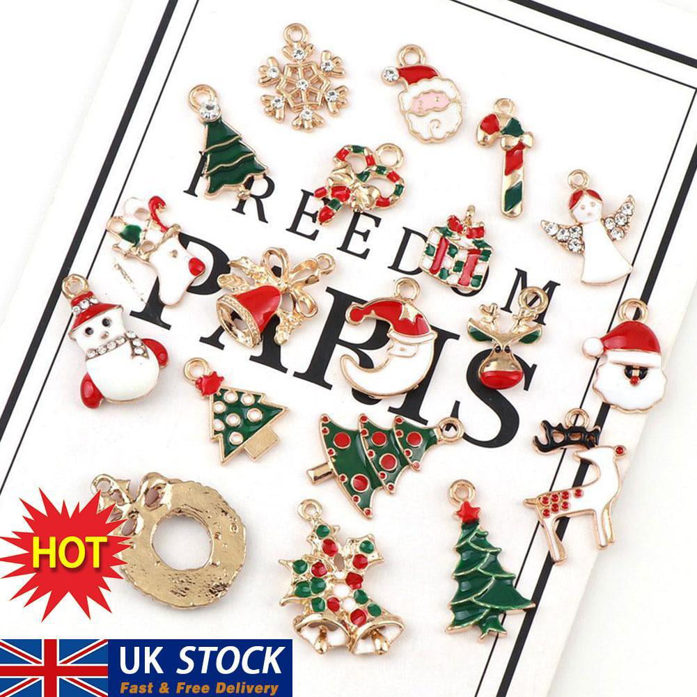 20x Alloy Enamel Mixed Christmas Charms Pendant Decor Craft DIY Making Jewelry 