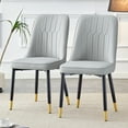 thumbnail image 4 of Montary Modern Dining Chairs Set of 2,Upholstered PU Leather Kitchen Side Chairs with Padded Seat and Metal Legs for Dining Room, Bedroom, Living Room, Light Gray, 4 of 11