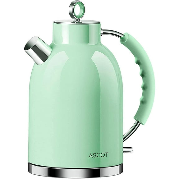 ASCOT Electric Kettle, Stainless Steel Electric Tea Kettle Gifts for Men/Women/Family 1.5L 1500W Retro Tea Heater & Hot Water Boiler, Auto Shut-Off and Boil-Dry Protection (Cream)