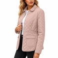 thumbnail image 5 of Manzbdm Women's Diamond‑Quilted Short Jacket, Collared Snap‑Button Waist‑Defined Padded Coat with Pockets, Casual Outerwear for Fall Winter, 5 of 7