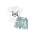 thumbnail image 2 of Aojekbee Kids Boys Shorts Set, Short Sleeve Letters Tag T-shirt with Elastic Waist Shorts Toddler Set Summer Outfit, 2 of 10