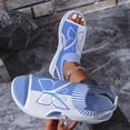 thumbnail image 6 of Domuza Women's Butterfly Knit Wedge Sandals, Breathable Open Toe Slip-On Platform Shoes, Lightweight Comfort Casual Footwear for Summer Outdoor Activities Blue 6.5（EU-37）, 6 of 6