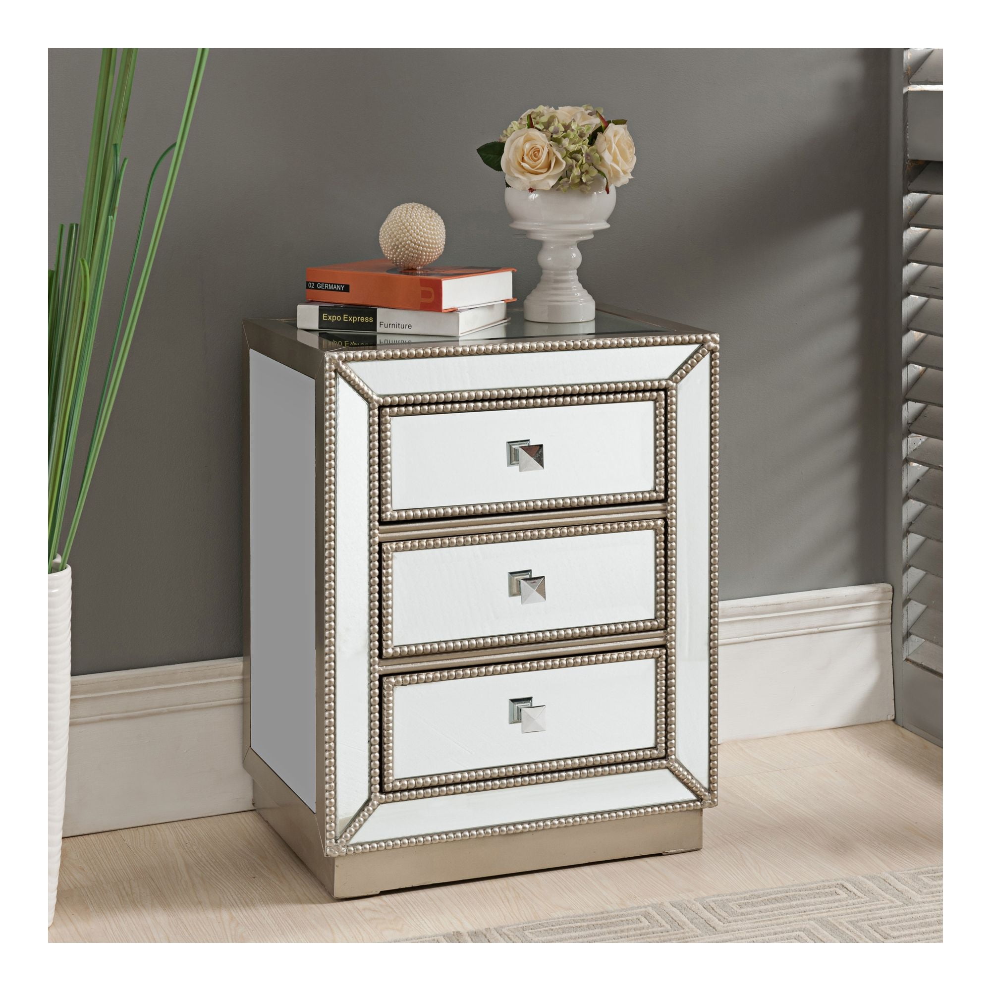 Coast To Coast Elsinore 20 Wide 3 Drawer Silver Mirrored Accent Table Walmart Com Walmart Com