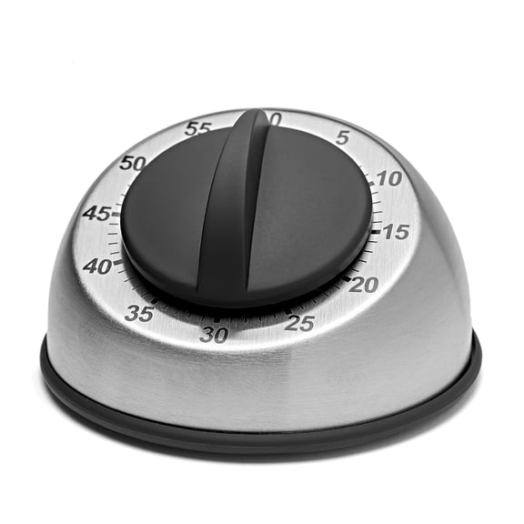 Heavy Duty Mechanical Kitchen Timer, Countdown 60-Minute Visual Timer, Stainless Steel Timer, Cooking Timer, Ideal Time Management, Kitchen Accessories, Great Addition to Kitchen Gadgets, Silver