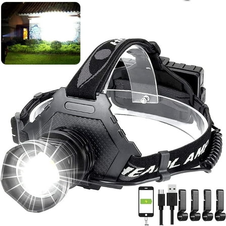 Banral 90000 High Lumen LED Headlamp,XPH70 Hard Hat Headlamp,90° Adjustable, 5 Modes for Adult Camping, Hard Hat, Hunting