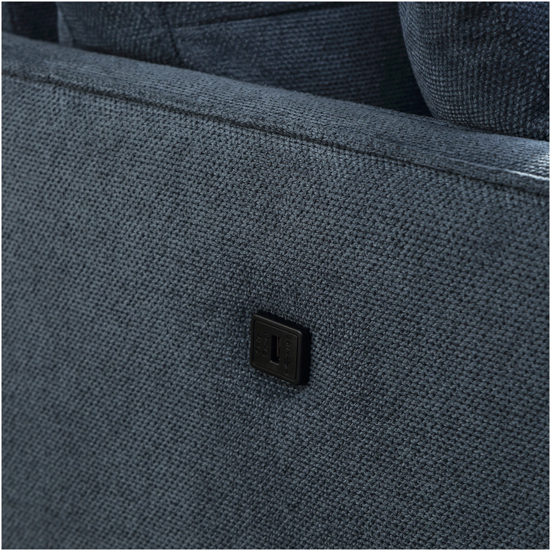 Dark Blue 2-Seater Loveseat Sofa with USB Charging Port, Waterproof Fabric Upholstery for Living Room, Bedroom, or Office