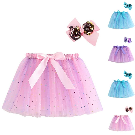Eltusu Girls Mesh Skirts , Princess Tutu Skirts Performance Elastic Waistband Mini Skirts Pink Size 6 T