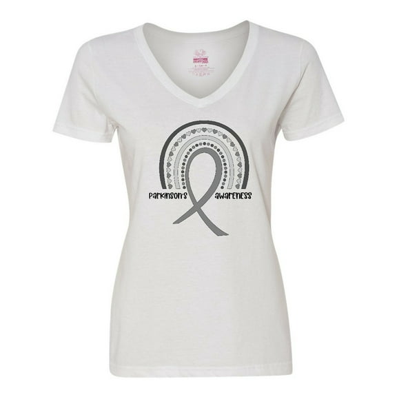 Inktastic Parkinson's Awareness Ribbon Rainbow Women's V-Neck T-Shirt