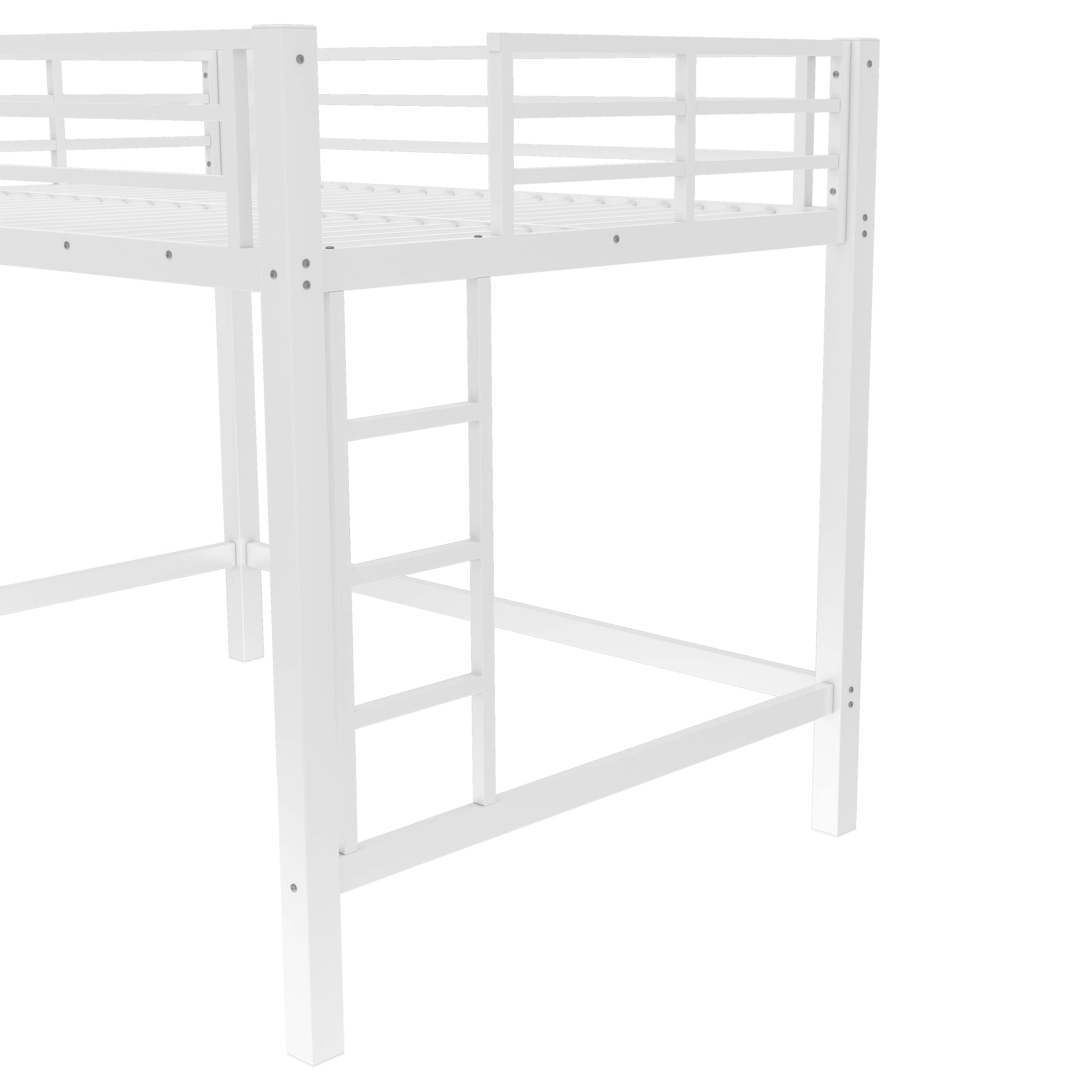 Miniyam Full Metal Loft Bed with Ladder and Guardrails, Space Saving Elevated Bed for Small Bedroom, Black