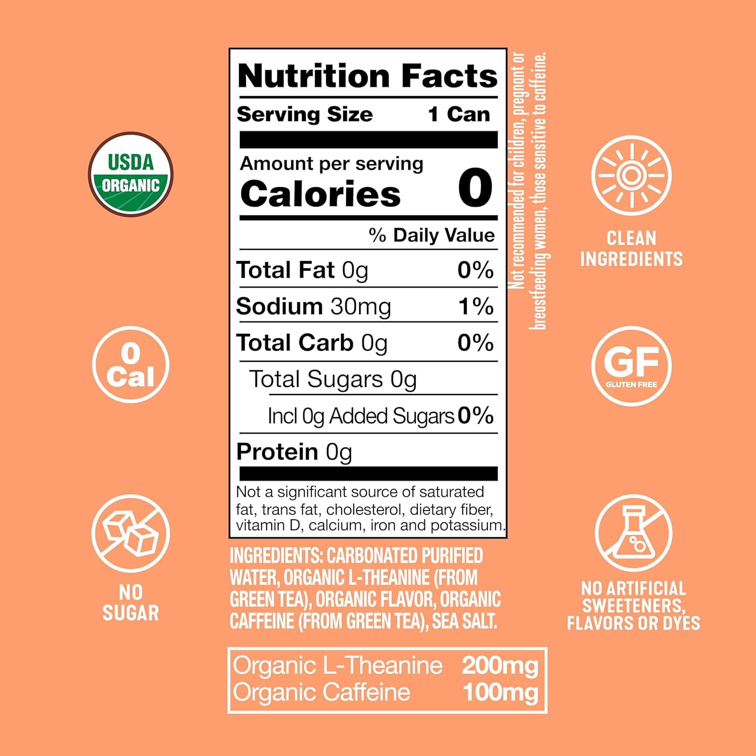 ARDOR ENERGY Sparkling Water with 100mg Natural Caffeine & 200mg L-Theanine from Organic Green Tea for Smooth Energy & Focus | Healthy Energy Drink | No Sugar, Zero Calories, Vegan, Gluten-Free | Whi