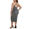 thumbnail image 5 of Gvmfive Plus Size Womens Party Cocktail Ball Gown V Neck Split Dress, 5 of 7