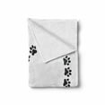 thumbnail image 2 of Paw Print Soft Flannel Fleece Throw Blanket, Simplistic Heart Shaped Frame Dogs and Cats on Plain Background, Cozy Plush for Indoor and Outdoor Use, 60" x 80", White and Charcoal Grey, by Ambesonne, 2 of 6
