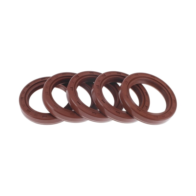 Unique Bargains Sello de Aceite Universal TC Doble Labio con Resorte de Acero Anillo de Sello de Eje Rotativo 33x45x7mm Alta Presión Caucho FKM Marrón 5 Pcs