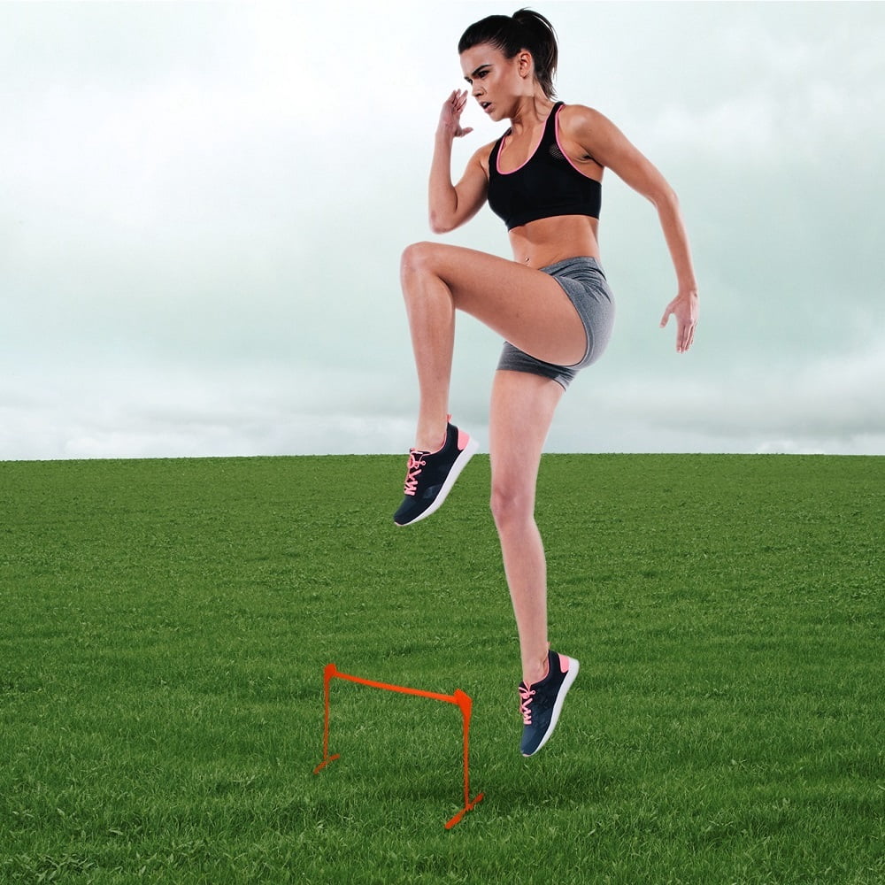 Adjustable Height 6 in, 9 in, 12 in Speed Training Plyometric Hurdles (Set of 6, Orange)