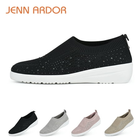 JENN ARDOR Women's Mesh Slip on Trainer Fitness Walking Running Sports Sneakers Casual Shoes Black，Size 9.5
