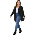 thumbnail image 3 of DARING DIVA Plus Size Open Front Irregular Hem Long Sleeve Cardigan 2X Black, 3 of 6