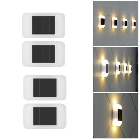 

Vxdvou 4PCS Solar Wall Light for Garden IP65 Waterproof Outdoor Solar Sconce White Modern Solar Porch Lights Dual Direction Outdoor Solar Illuminator