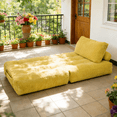thumbnail image 4 of Leumius Folding Sofa Bed,Corduroy Fabric Convertible Sleeper Sofa Chair with Back Support and Pillow,Boneless Foldable Mattress Futon Chair Bed Floor Sofa for Living Room Bedroom,Yellow, 4 of 11