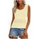thumbnail image 2 of Camisola Beige Tops para las Mujeres Encaje Punto sin Mangas con Nervaduras Relajado Ajuste, Tela Abierta Sólida, Escote Escarpado / Doblado, 2 of 9