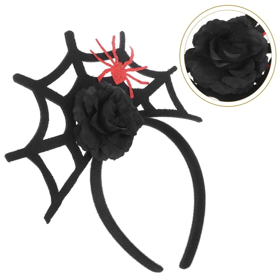 FONDOTIN Carnival Hair Band 1Pcs Black Plastic and Cloth Spider Headband for Women