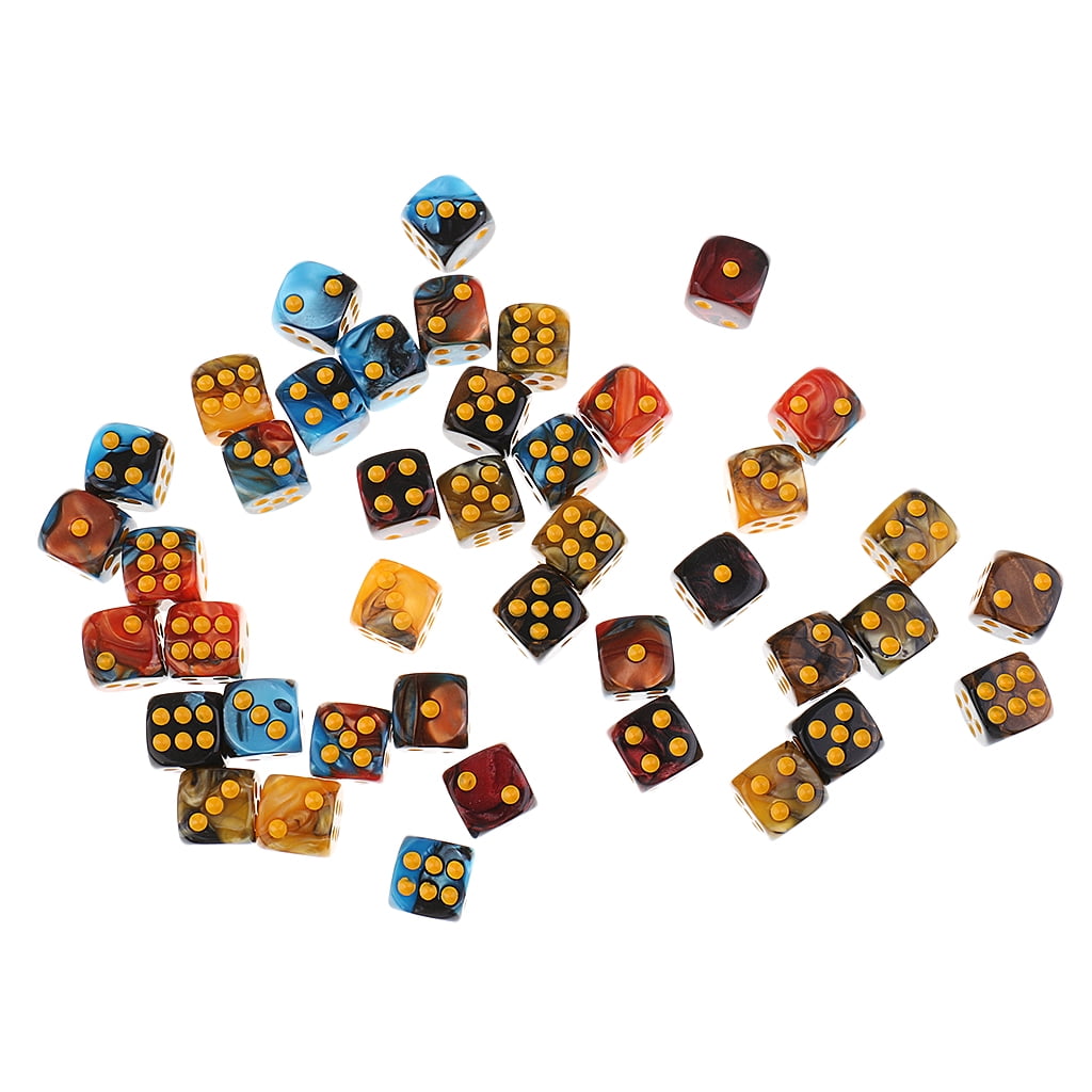 NEW 10 Transparent Multicolor 12mm ROUNDED EDGE RPG MTG Game D6 Dice 5 Colors 