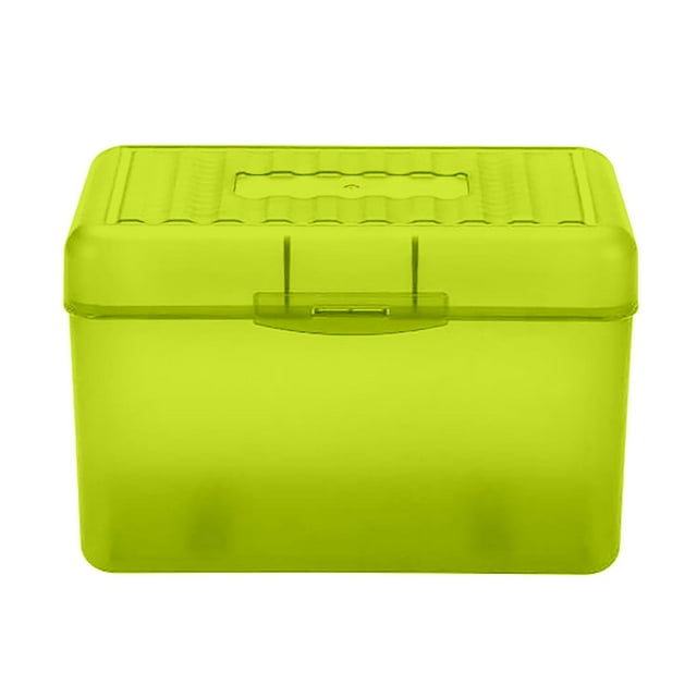Cxui Index Card Holder Box, Plastic Organizer Cases for Cards, Recipes, Flashcards, Business Cards, Desk Storage with Snap Lid Yellow