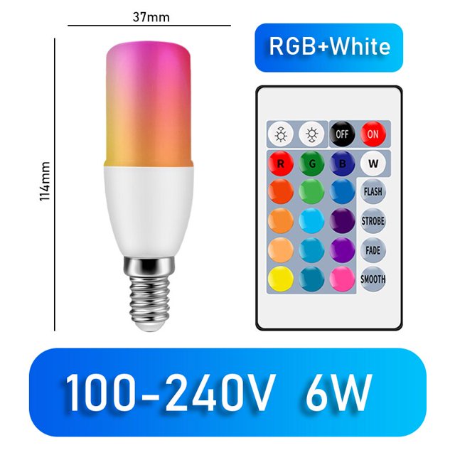 Bombilla LED RGBW E27, E14, GU10, B22, punto de AC100-240V, lámpara mágica cambiable + Control IR, decoración RGB, blanco