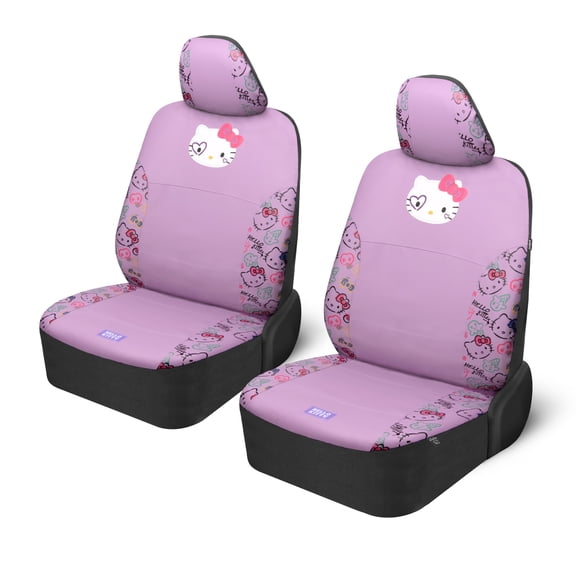 Hello Kitty Cute Front Car Seat Covers, Polyester 2-Piece Set Comfortable Durable, Cute Stylish Auto Interior, for Car Truck Van SUV, Lavender
