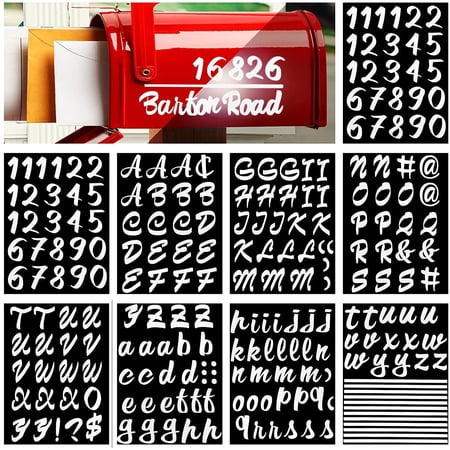 9 Sheets 1 Inch Mailbox Number Address Stickers Reflective Vinyl Number ...