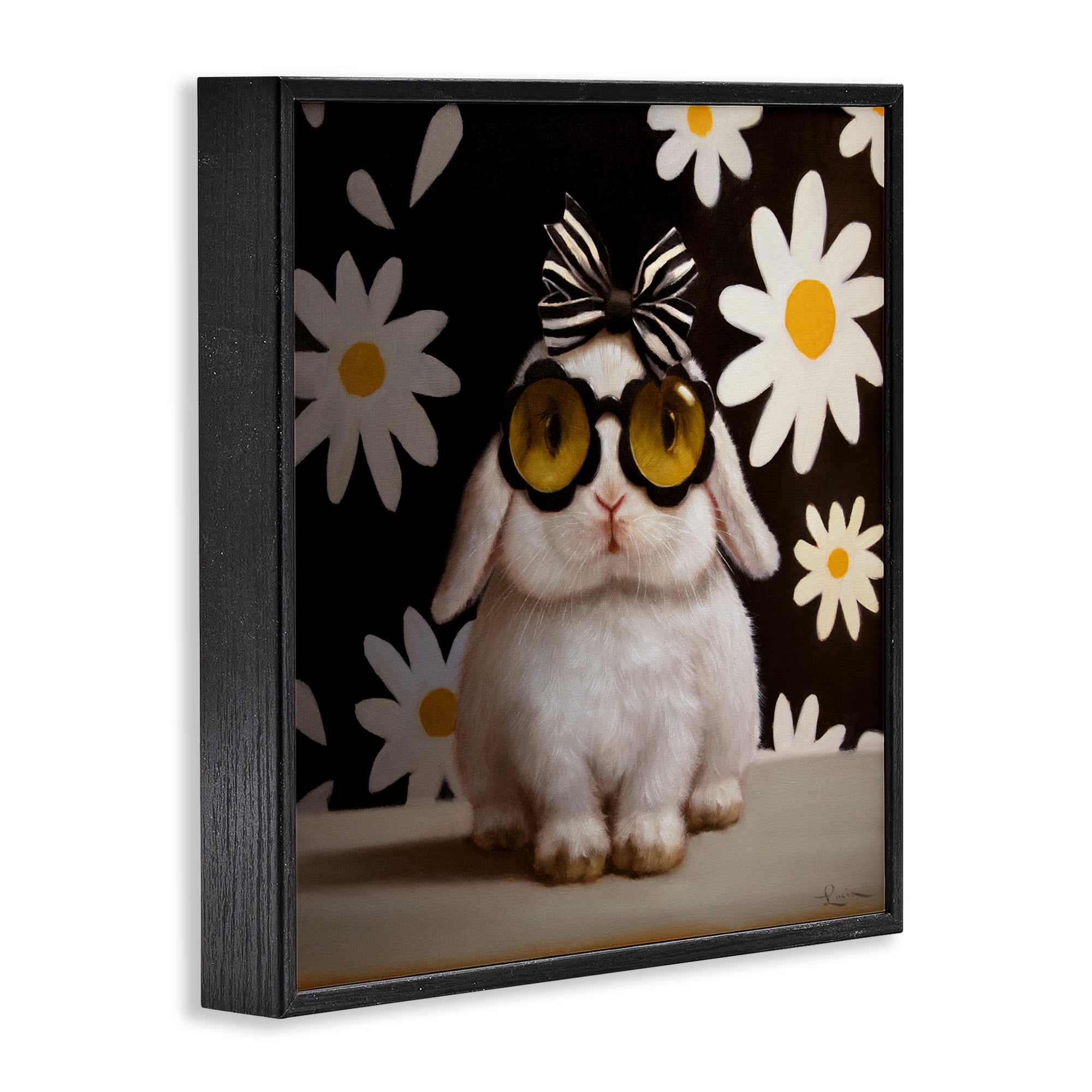 Stupell Industries Boopsie Daisy Bunny Black Framed Giclee Art, design by Lucia Heffernan