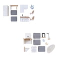 thumbnail image 1 of 2 juegos de muebles de casa de muñecas de madera, modelo de accesorios de simulación, bricolaje, hechos a mano Cocina y Baño, 1 of 9